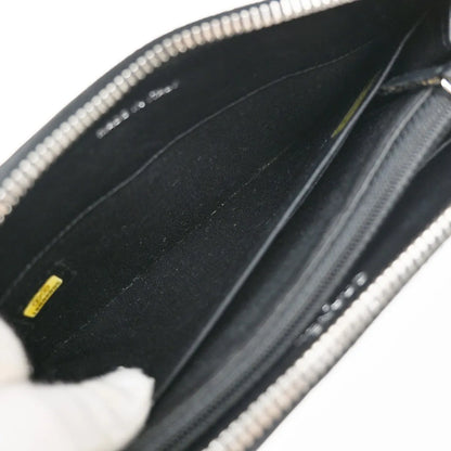 Chanel CC Charm Zip Around Quilted Lambskin, Black, Leather, Wallet