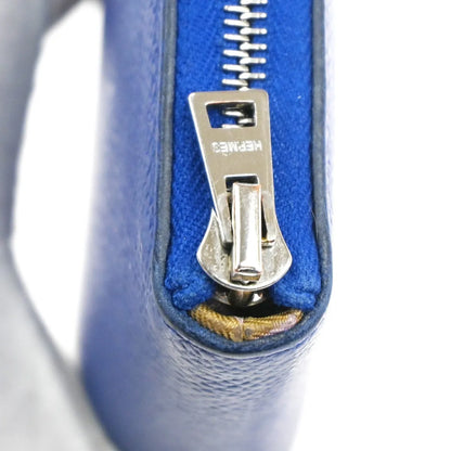 Hermes Azap Zip Around Silk'in Epsom, Blue, Leather, Wallet
