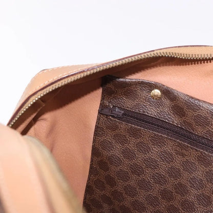 Celine Vintage Macadam Boston Canvas and Leather, Brown, PVC, Handbag