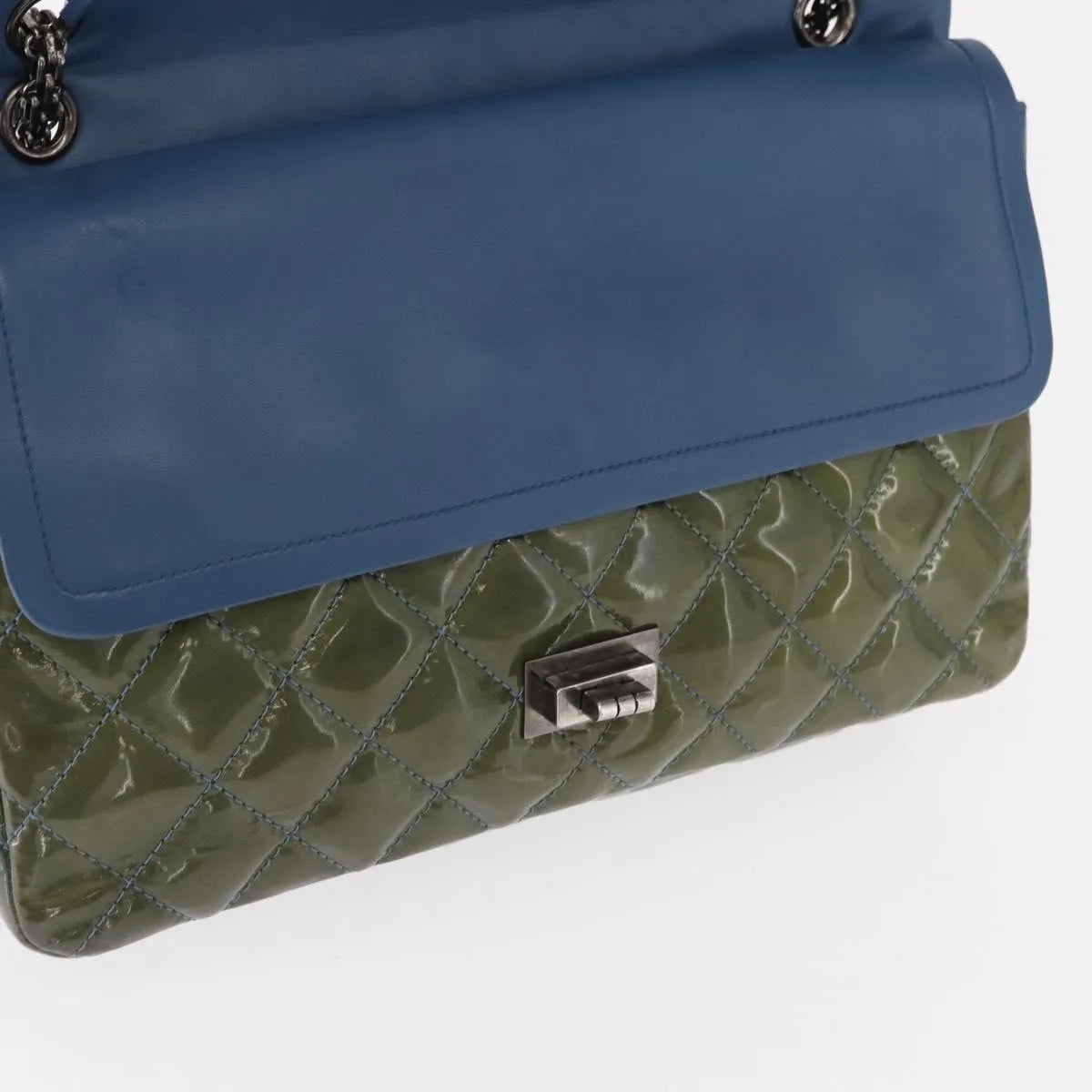 Chanel Reissue 2.55 Flap Quilted Patent, Green, Metal, Shoulder Bag
