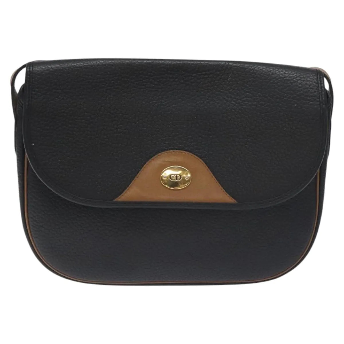 Christian Dior Vintage CD Flap Leather, Black, Leather, Shoulder Bag