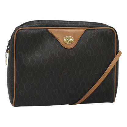 Christian Dior Vintage Honeycomb Canvas and Leather, Black, Canvas, Shoulder Bag