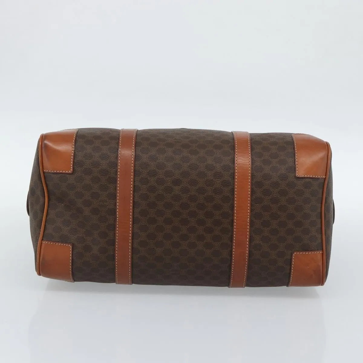Celine Vintage Macadam Boston Canvas and Leather, Brown, Canvas, Handbag