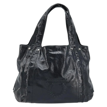 Salvatore Ferragamo Gancini Handle Tote Leather, Black, Leather, Handbag