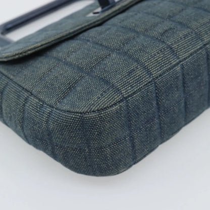 Chanel Chocolate Bar Mademoiselle Top Handle Quilted Denim, Blue, Canvas, Handbag
