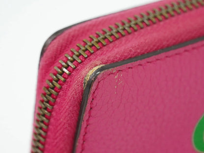 Gucci Vintage Logo Zip Around Leather, Pink, Leather, Wallet