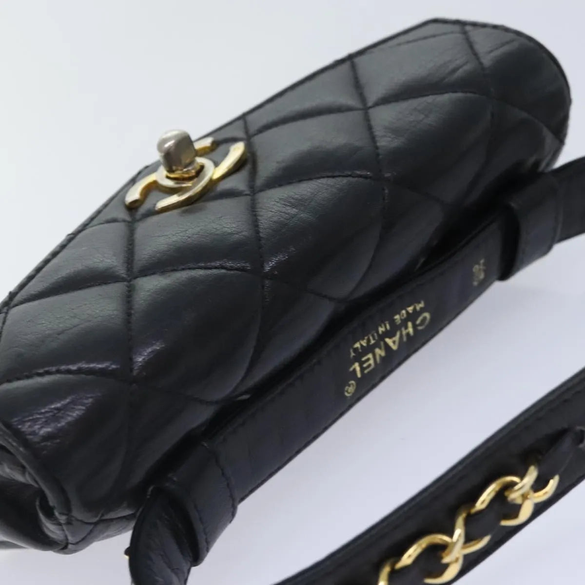 Chanel Vintage CC Waist Lambskin, Black, Leather, Shoulder Bag