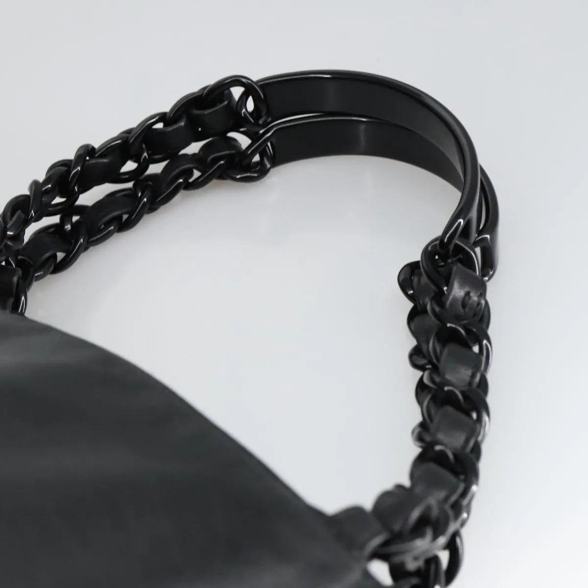 Chanel Vintage CC Resin Chain Tote Leather, Black, Leather, Tote Bag