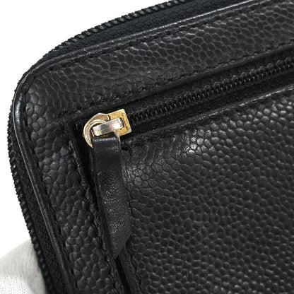 Chanel Portefeuille long CC logo calfskin leather, Black, Leather, Wallet