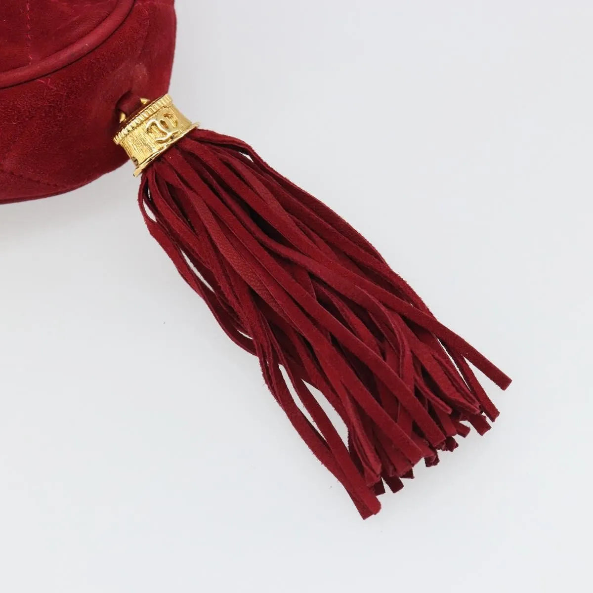 Chanel Vintage Diamond Tassel Quilted Suede, Red, Suede, Shoulder Bag
