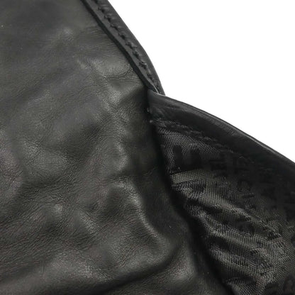 Chanel Vintage Logo Messenger Quilted Aged Calfskin, Black, Leather, Shoulder Bag