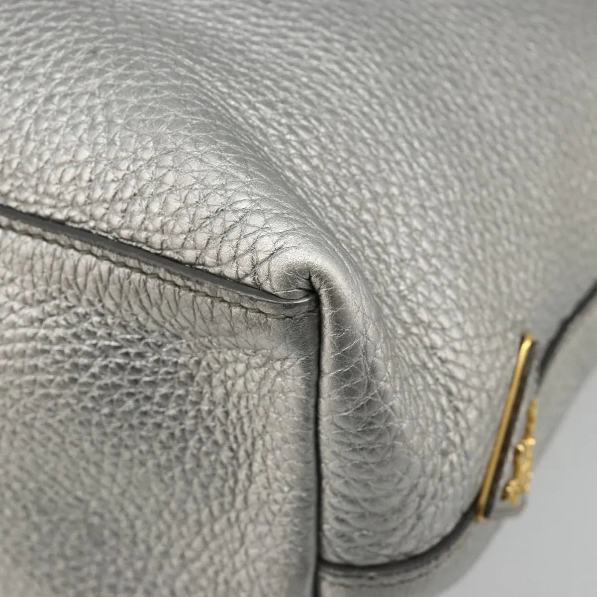 Prada Vintage Tote Leather, Silver, Leather, Tote Bag
