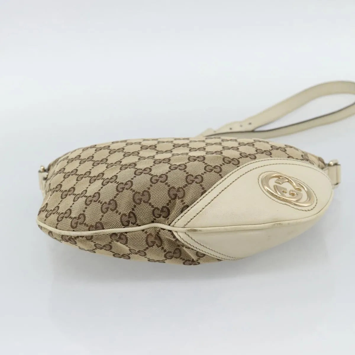 Gucci Britt Half Moon Hobo GG Canvas, Beige, Canvas, Shoulder Bag