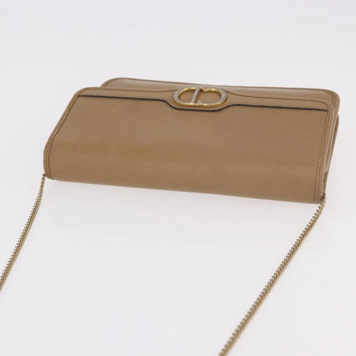 Christian Dior Vintage CD Chain Flap Leather, Camel, Leather, Shoulder Bag