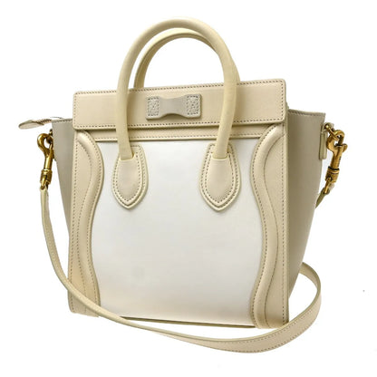 Celine Luggage Smooth Leather, White, Leather, Tote Bag