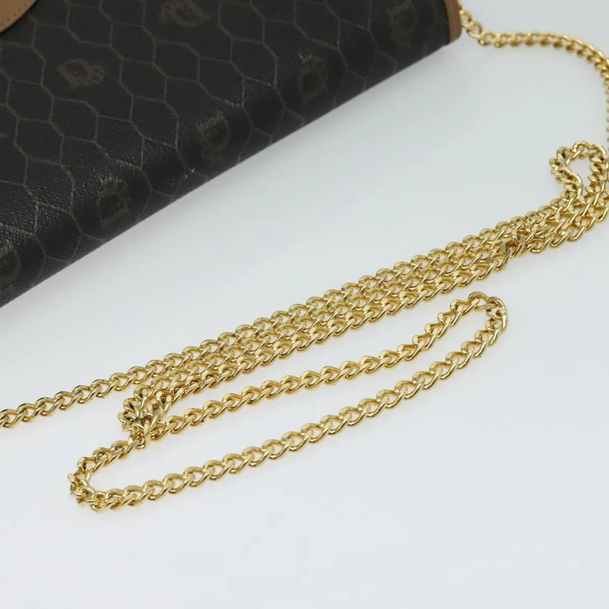 Christian Dior Vintage Honeycomb chain Canvas, Black, Canvas, Shoulder Bag
