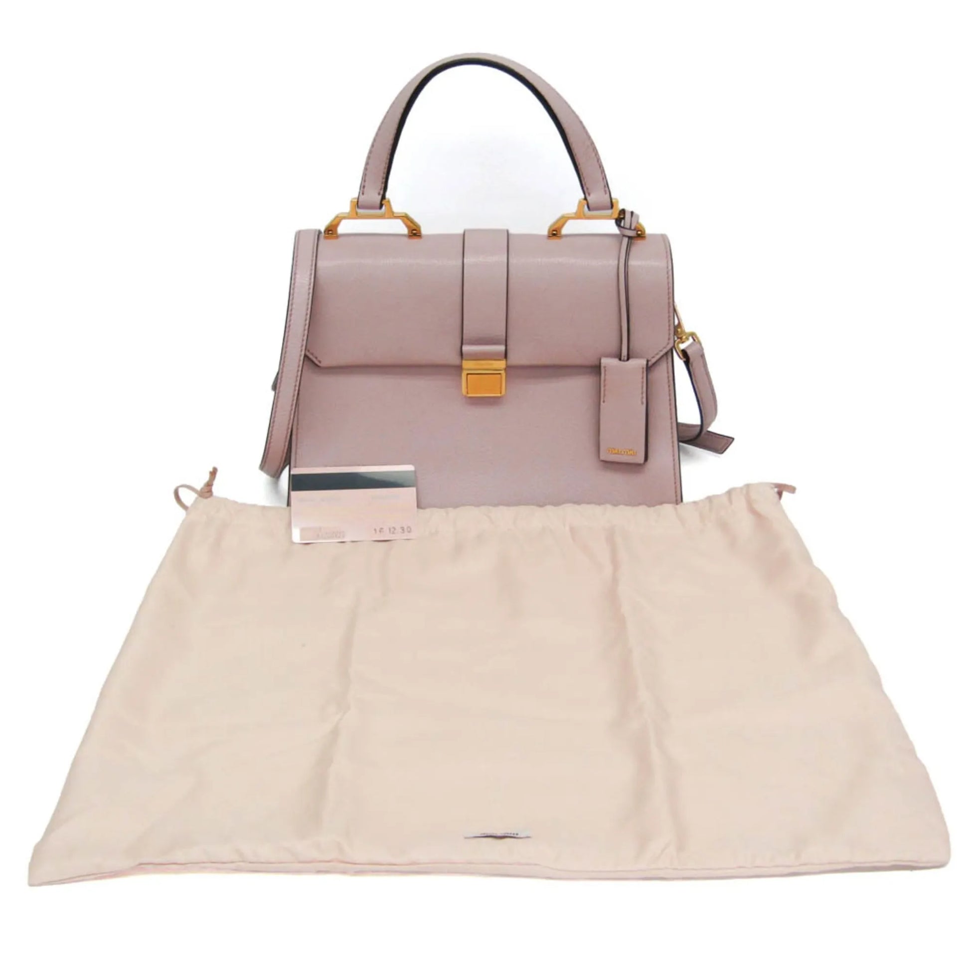Miu Miu Madras Convertible Compartment Top Handle Leather, Pink, Leather, Handbag