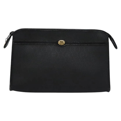 Christian Dior Vintage Honeycomb Zip Coated Canvas, Black, Canvas, Clutch