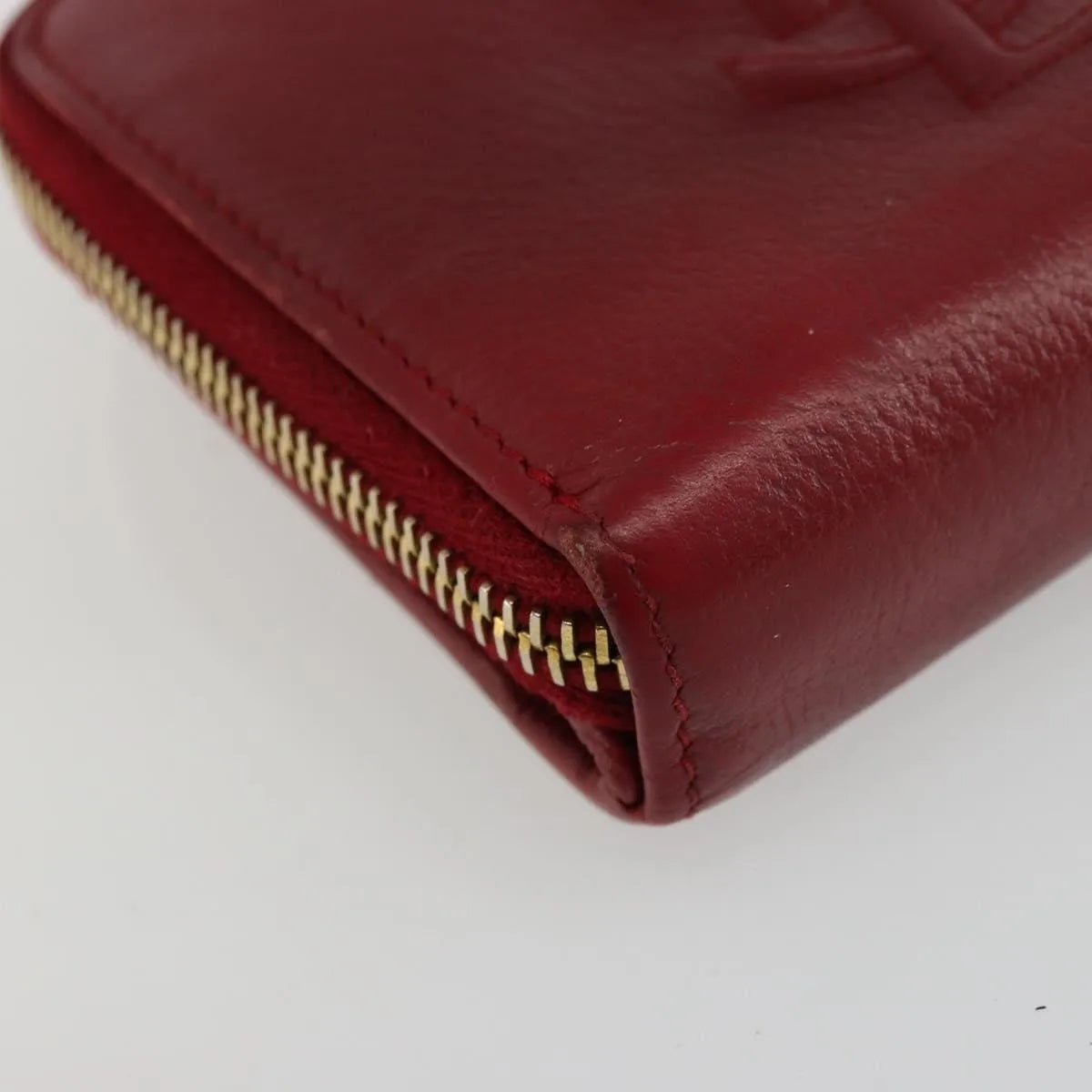Saint Laurent Zipped Bifold Leather, Red, Leather, Wallet