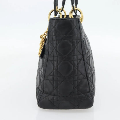 Christian Dior Vintage Lady Dior Cannage Quilt Lambskin, Black, Leather, Handbag