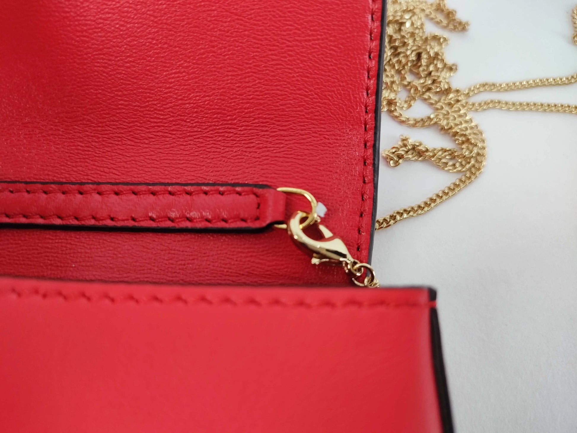 Fendi Baguette Bag Charm Leather, Red, Leather, Clutch