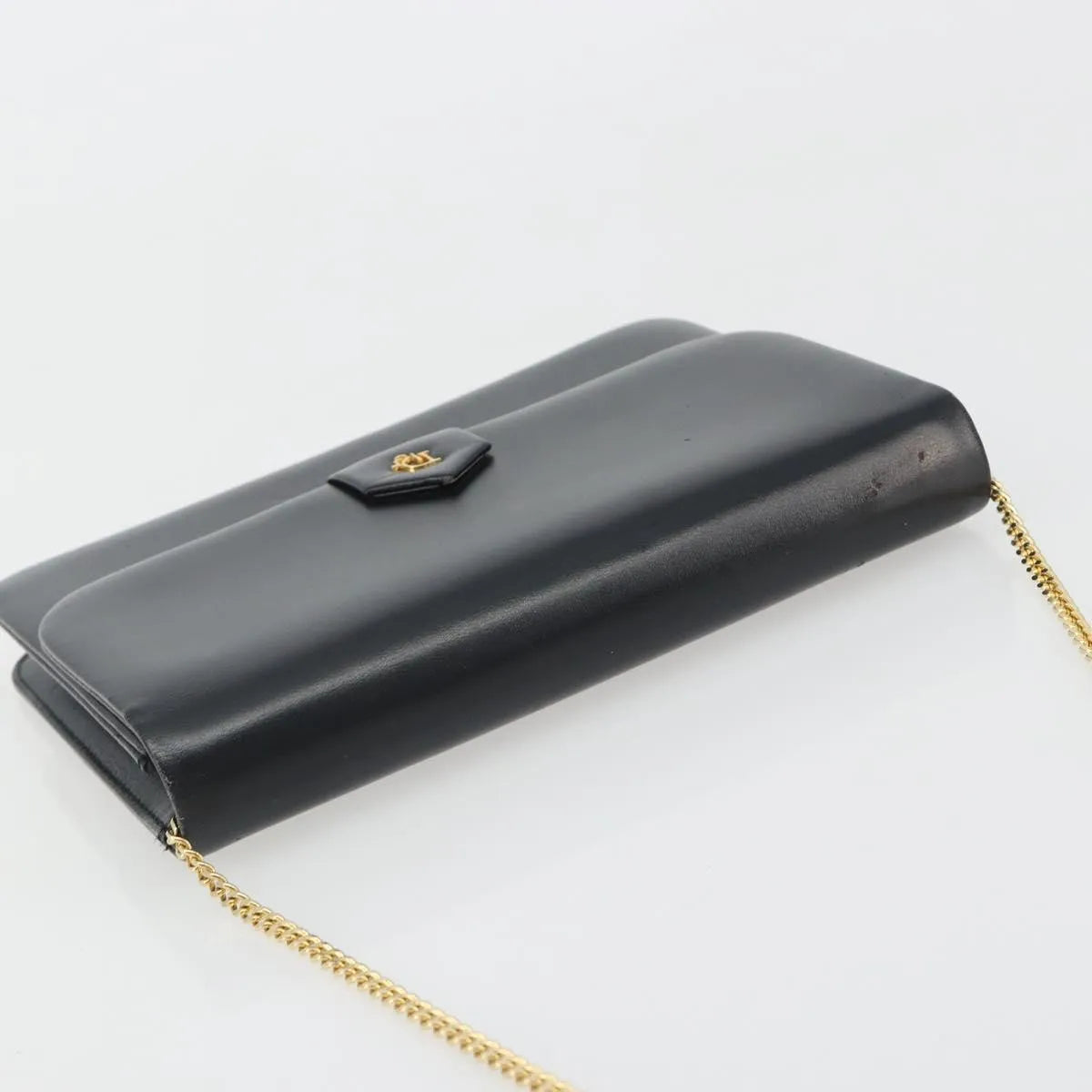 Christian Dior Vintage Clipper closure clutch with logo leather, Black, Leather, Crossbody Bag