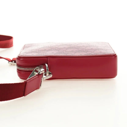 Christian Dior World Tour Zip Messenger Oblique Galaxy Leather, Red, Canvas, Shoulder Bag