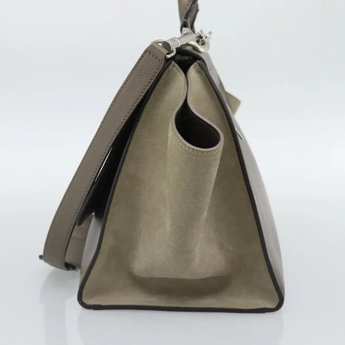 Celine Trapeze Leather with Suede, Gray, Leather, Handbag