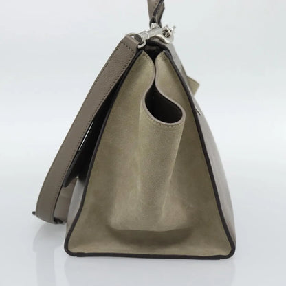 Celine Trapeze Leather with Suede, Gray, Leather, Handbag