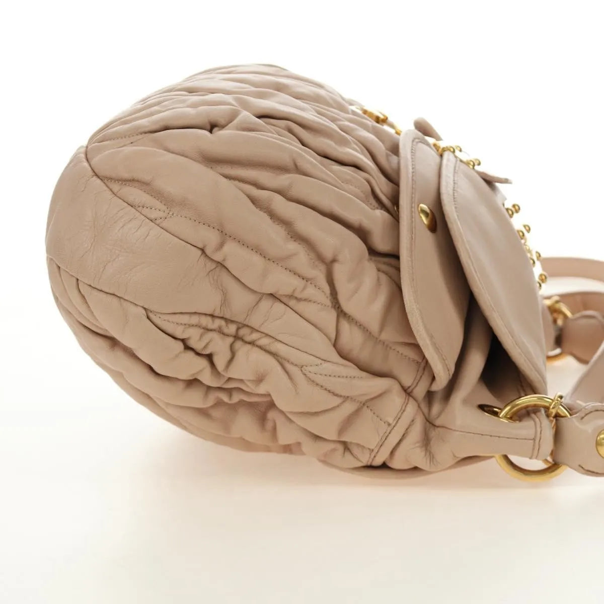 Miu Miu Madras Convertible Lock Tote Leather, Pink_gold, Leather, Handbag