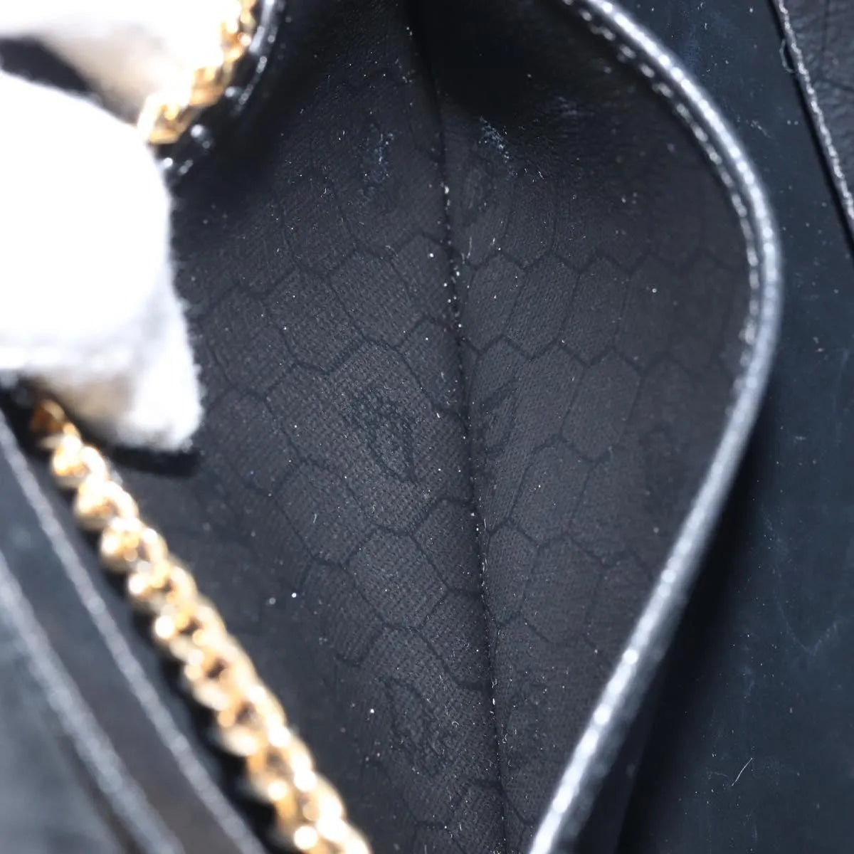 Christian Dior Vintage Honeycomb chain Canvas, Black, Canvas, Shoulder Bag