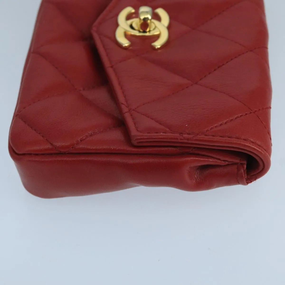 Chanel Vintage CC Flap Waist Quilted Leather, Red, Leather, Clutch