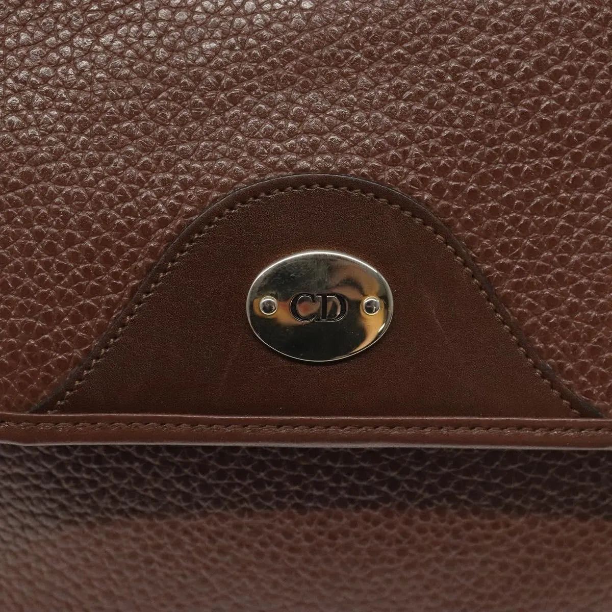 Christian Dior Vintage CD Flap Leather, Brown, Leather, Shoulder Bag