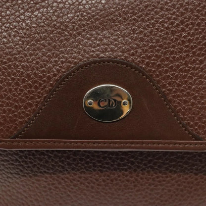 Christian Dior Vintage CD Flap Leather, Brown, Leather, Shoulder Bag