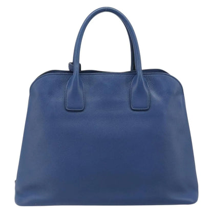 Prada Cuir Promenade Front Zip Tote Leather, Blue, Leather, Handbag