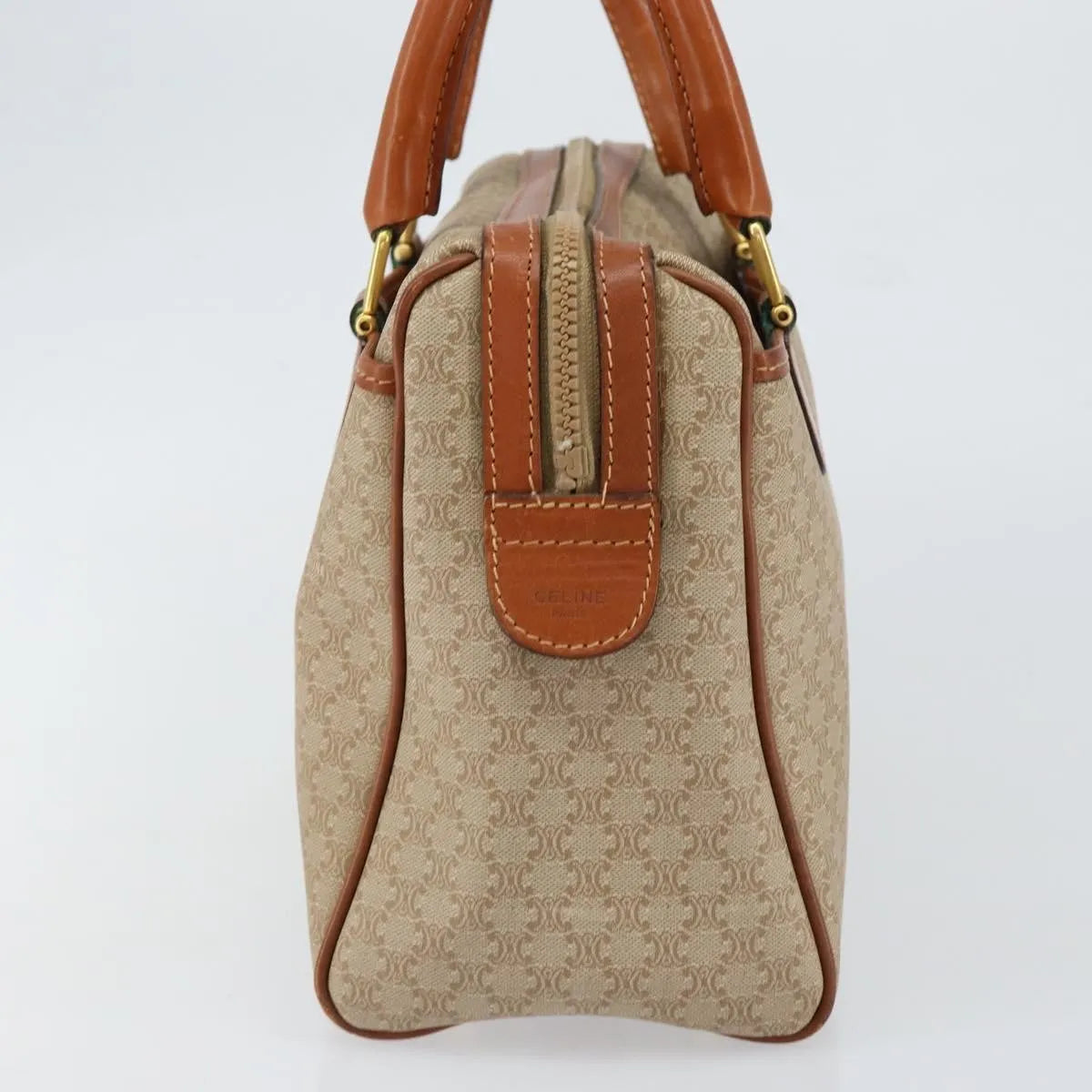 Celine Vintage Macadam Canvas, Beige, Canvas, Handbag