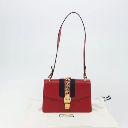 Gucci Sylvie Leather, Red, Leather, Shoulder Bag