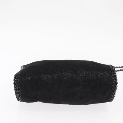 Stella McCartney Falabella Fold Over Shaggy Deer, Black, Polyester, Shoulder Bag
