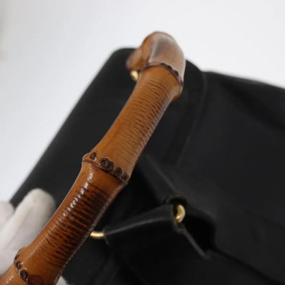 Gucci Vintage Bamboo Leather, Black, Leather, Backpack