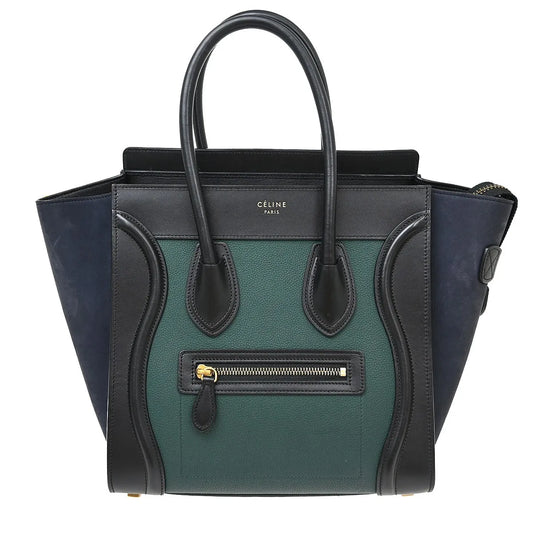 Celine Tricolor Shoulder Luggage Leather, Multicolour, Leather, Tote Bag