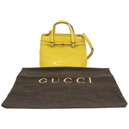 Gucci Bright Bit Convertible Tote Patent leather, Yellow, Patent Leather, Handbag