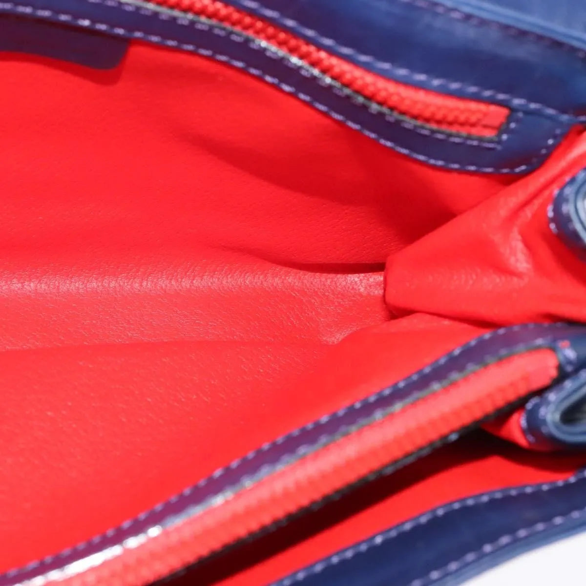 Celine Circle Logo Leather, Navy, Leather, Shoulder Bag