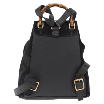 Gucci Vintage Bamboo Suede, Black, Suede, Backpack
