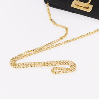 Salvatore Ferragamo Gancini Chain Suede, Black, Suede, Shoulder Bag