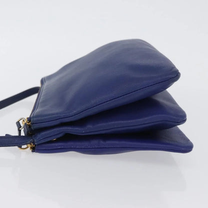 Celine Trio Leather, Blue, Leather, Shoulder Bag