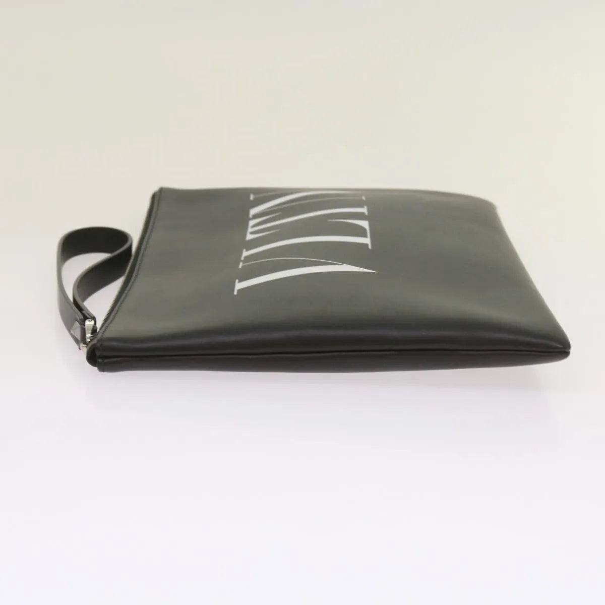 Valentino Garavani VLTN Wristlet Clutch Printed Leather, Black, Leather, Clutch