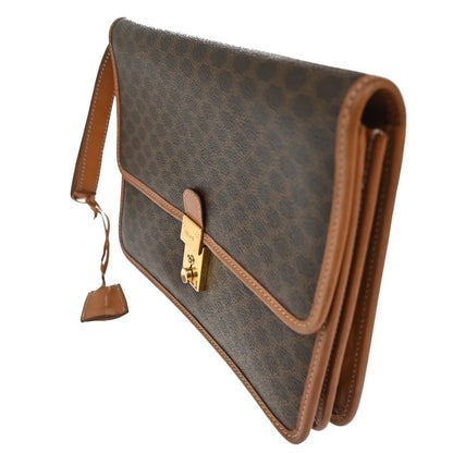 Celine Macadam Pochette Canvas and Leather, Brown, Canvas, Clutch
