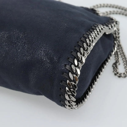 Stella McCartney Falabella Fold Over Faux Leather, Navy, Polyester, Shoulder Bag