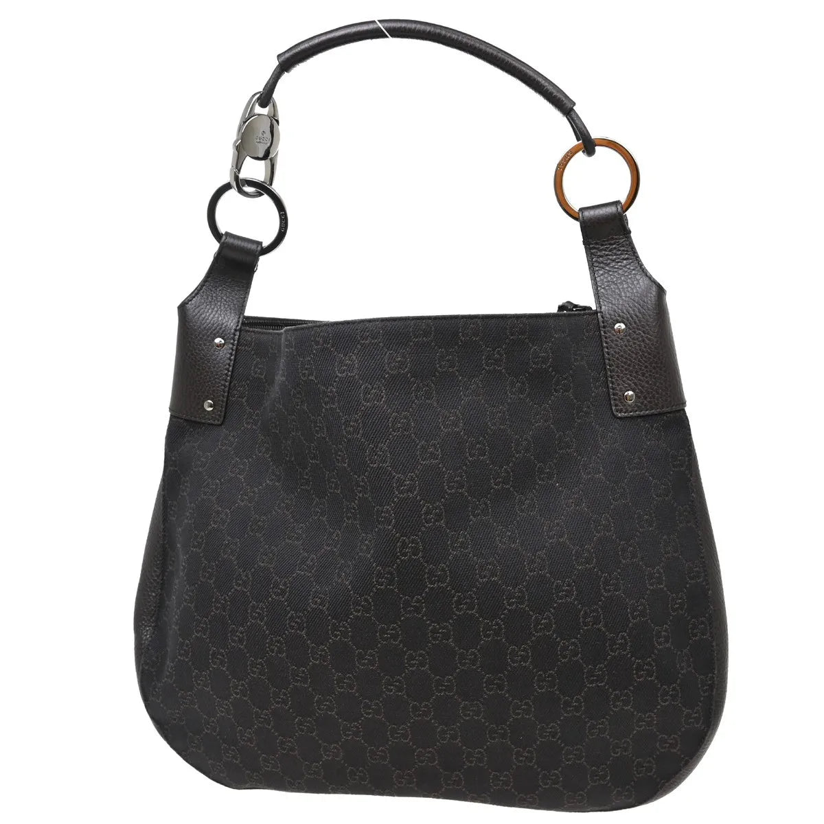 Gucci Vintage Ring Hobo Printed Velvet, Brown, Canvas, Shoulder Bag
