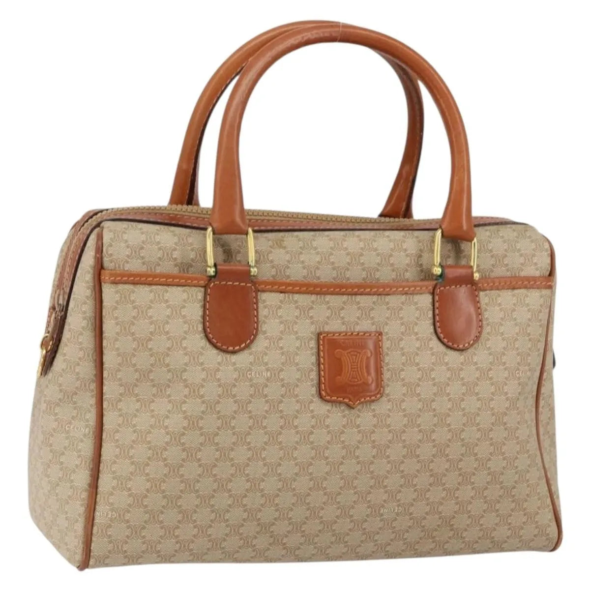 Celine Vintage Macadam Canvas, Beige, Canvas, Handbag